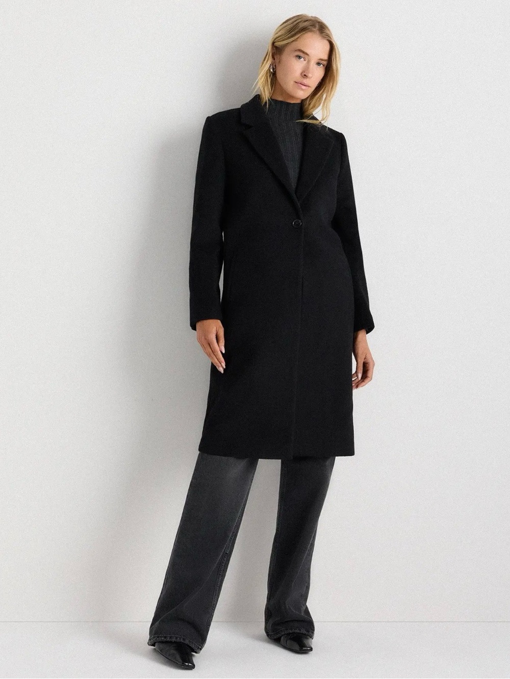 Wool Cashmere Classic Single-Breasted Coat - Size Medium